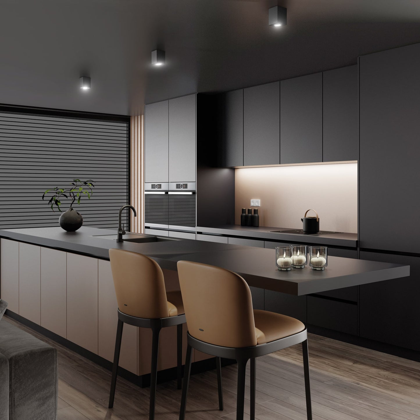 Luminario de sobreponer c/spot dirigible, cuadrado, negro | SOB-403S | 49719