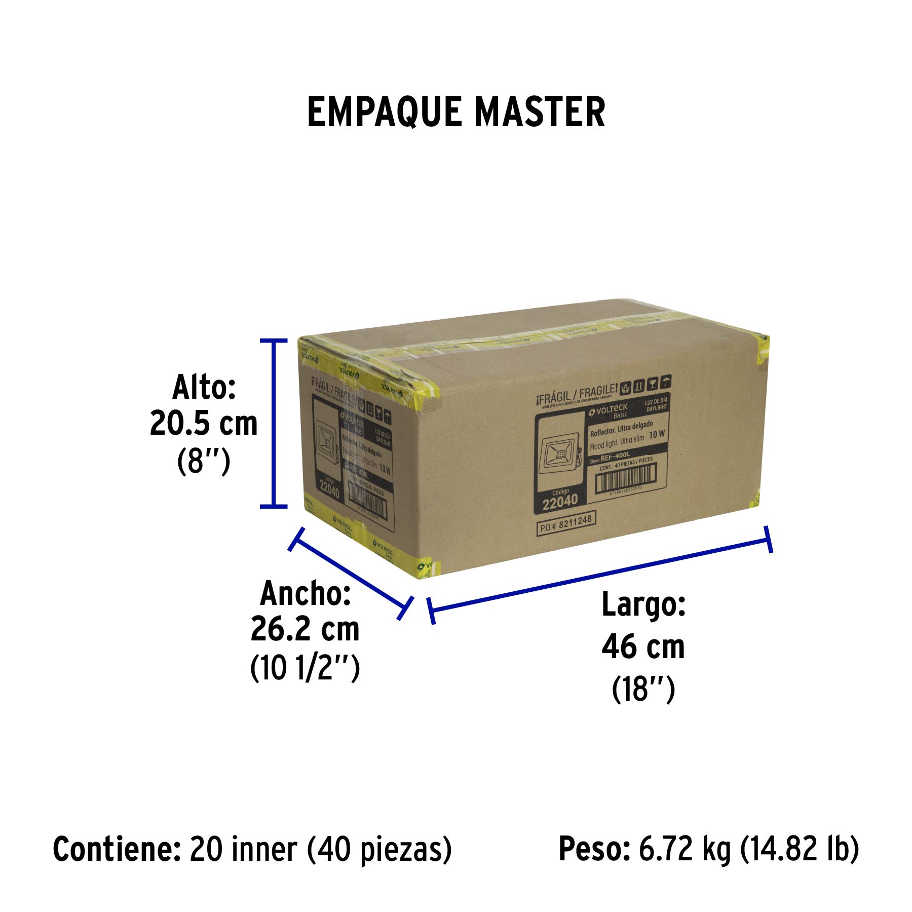 Reflector LED para exteriores 10W 6500K, VOLTECK BASIC | REF-400L | 22040