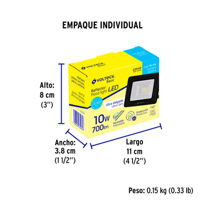 Reflector LED para exteriores 10W 6500K, VOLTECK BASIC | REF-400L | 22040