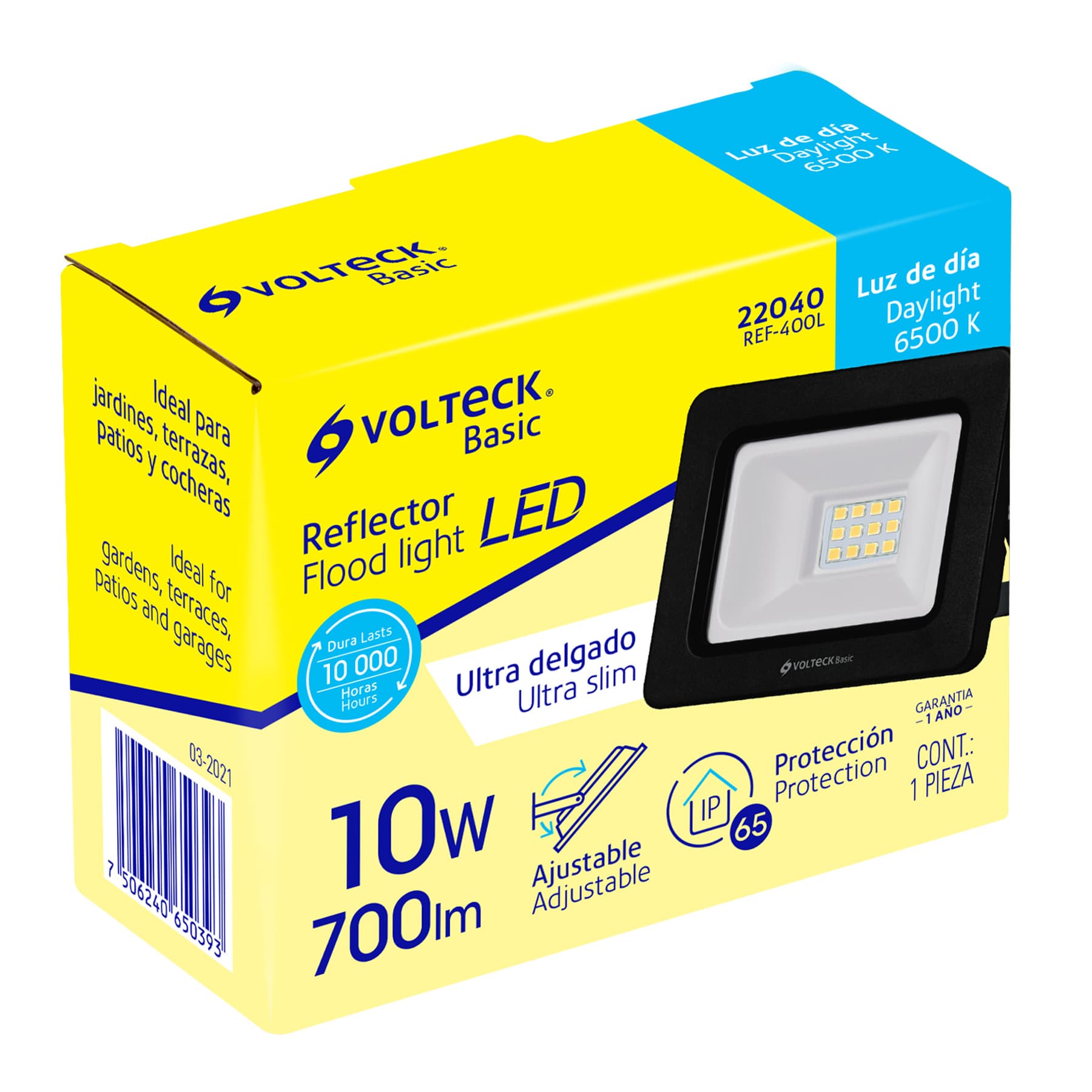 Reflector LED para exteriores 10W 6500K, VOLTECK BASIC | REF-400L | 22040