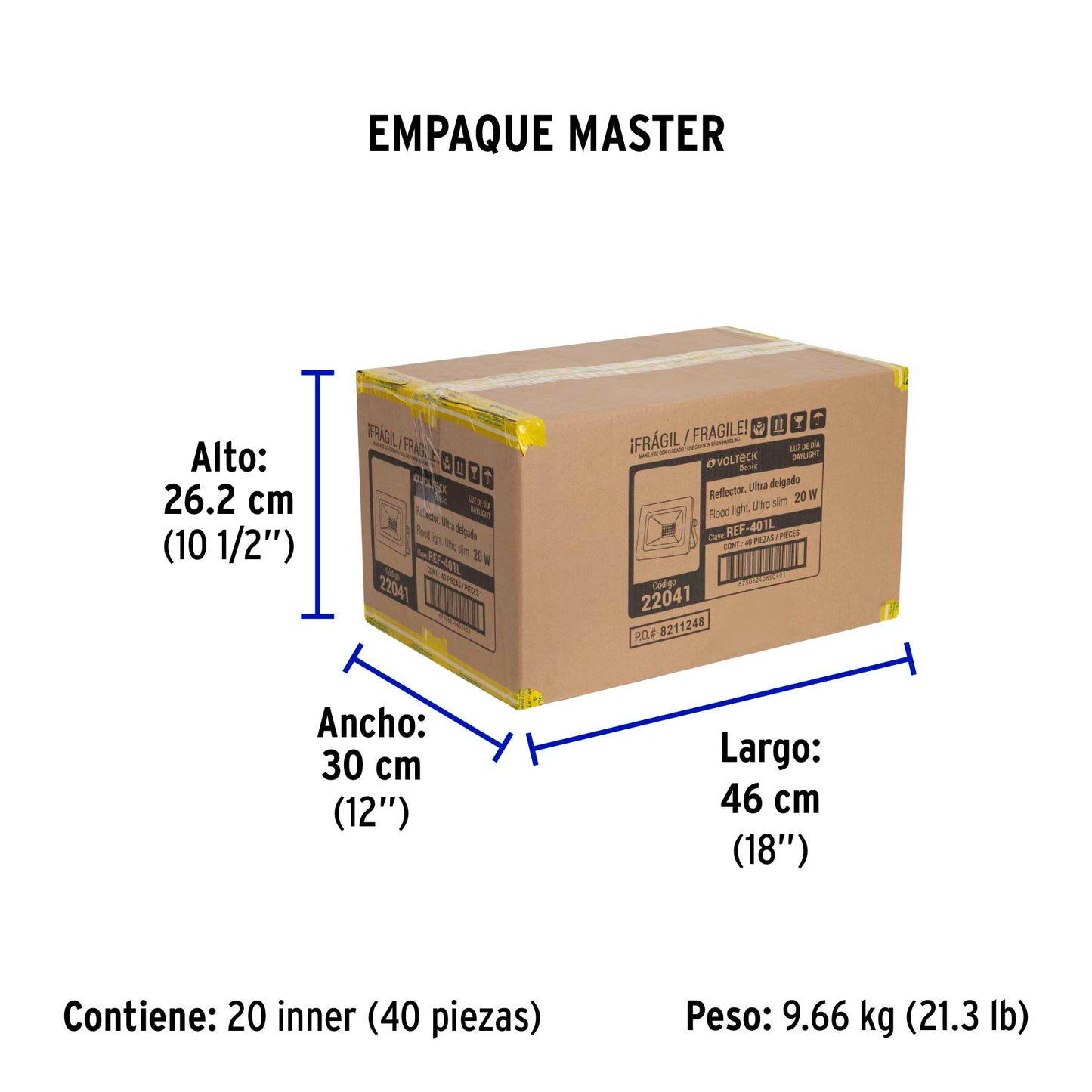 Reflector LED para exteriores 20W 6500K, VOLTECK BASIC | REF-401L | 22041