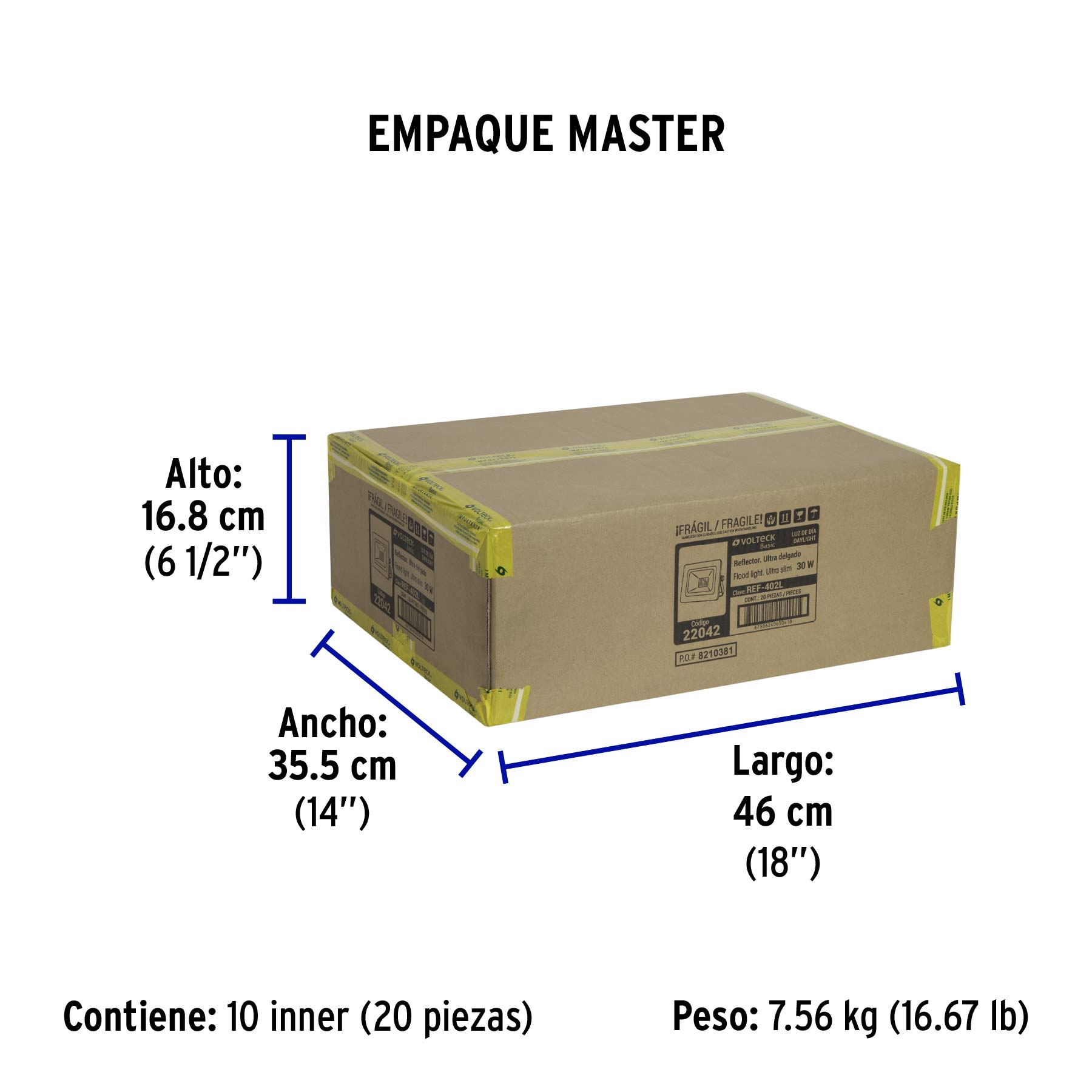 Reflector LED para exteriores 30W 6500K, VOLTECK BASIC | REF-402L | 22042