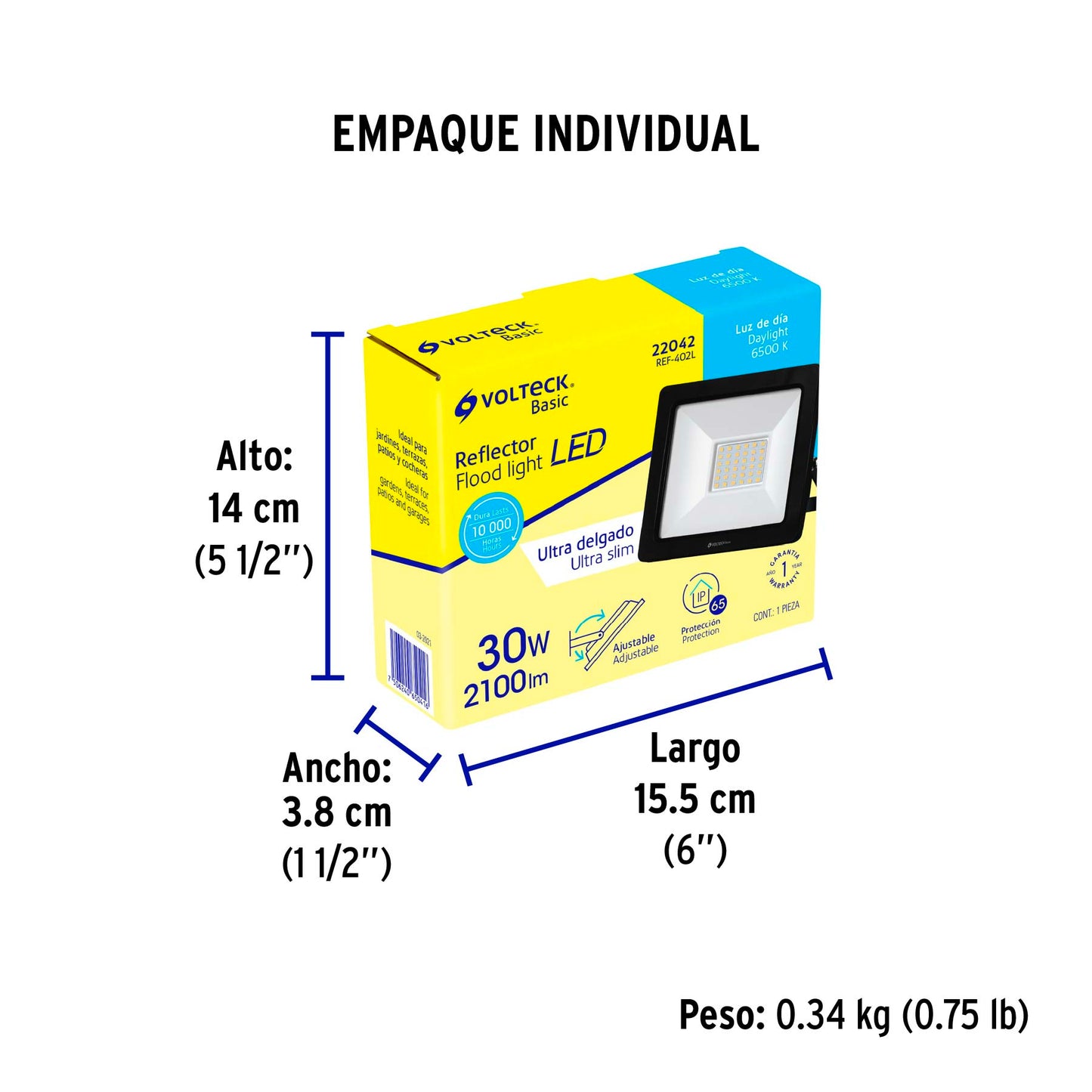Reflector LED para exteriores 30W 6500K, VOLTECK BASIC | REF-402L | 22042