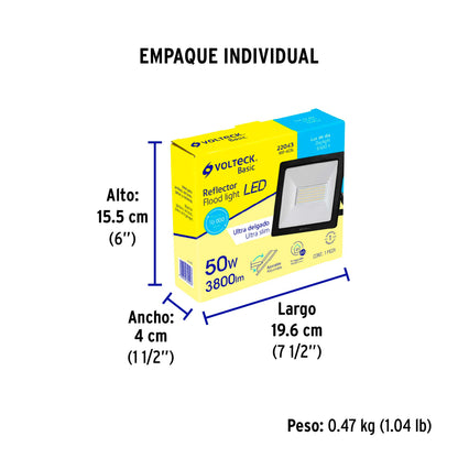 Reflector LED para exteriores 50W 6500K, VOLTECK BASIC | REF-403L | 22043