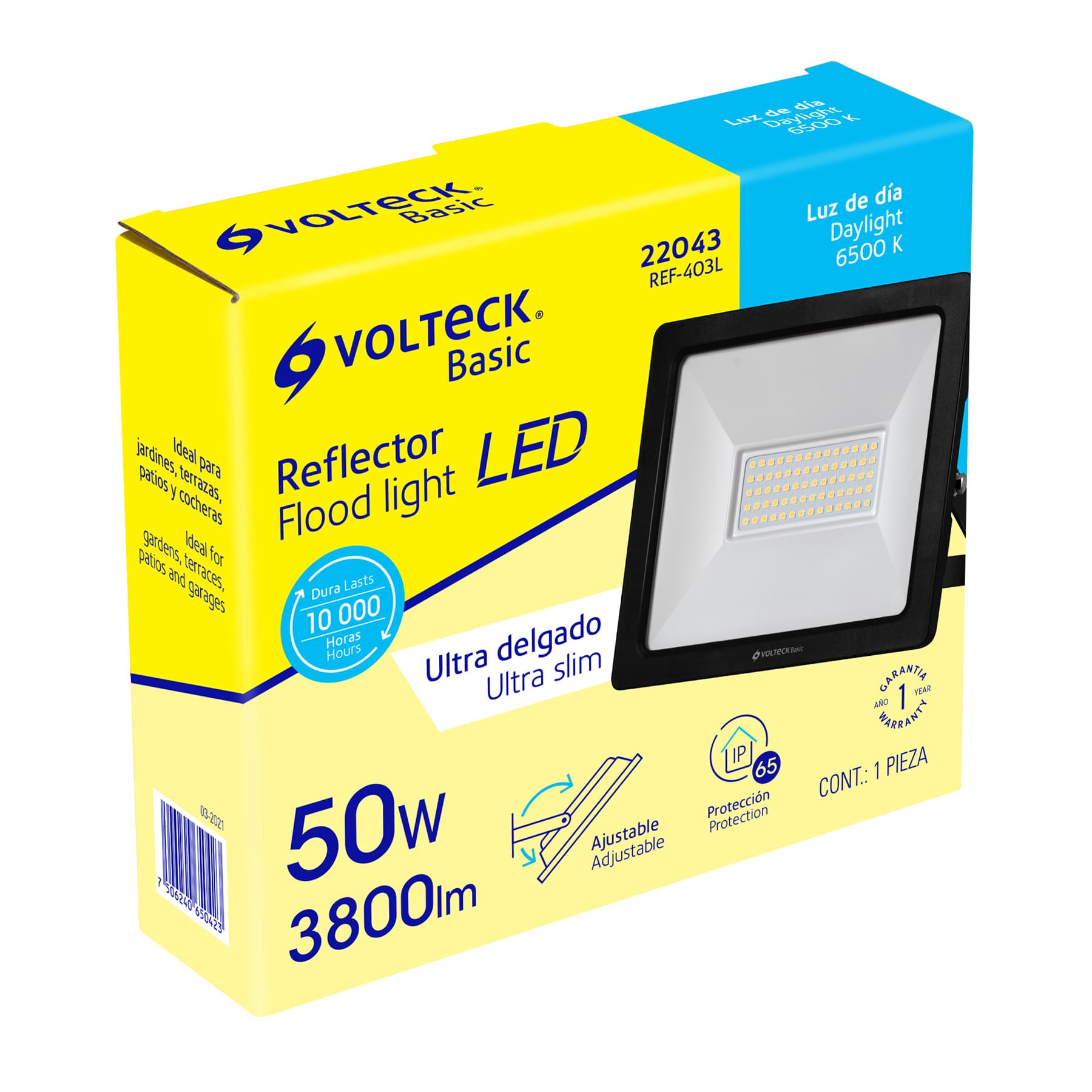 Reflector LED para exteriores 50W 6500K, VOLTECK BASIC | REF-403L | 22043