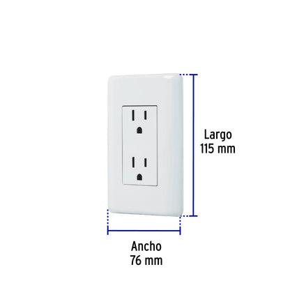 Contacto dúplex, 2 polos + tierra, Volteck Basic | CODO-B | 25076