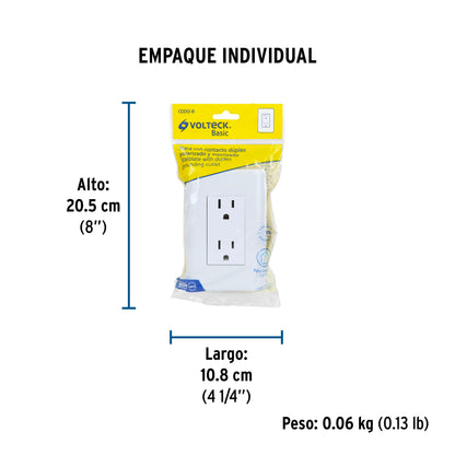 Contacto dúplex, 2 polos + tierra, Volteck Basic | CODO-B | 25076