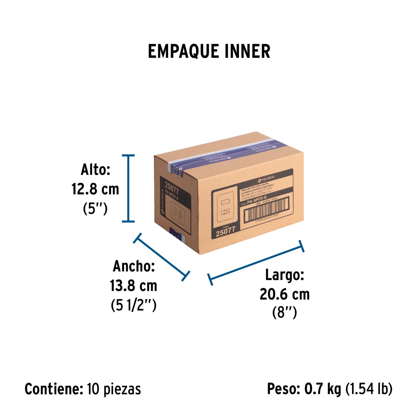 Placa armada contacto e interruptor sencillo, Volteck Basic | PA-APCO-B | 25077