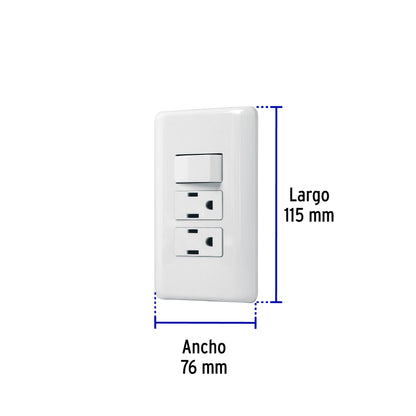 Placa armada 2 contactos e interruptor sencillo, Basic | PA-APCO-B3 | 25079