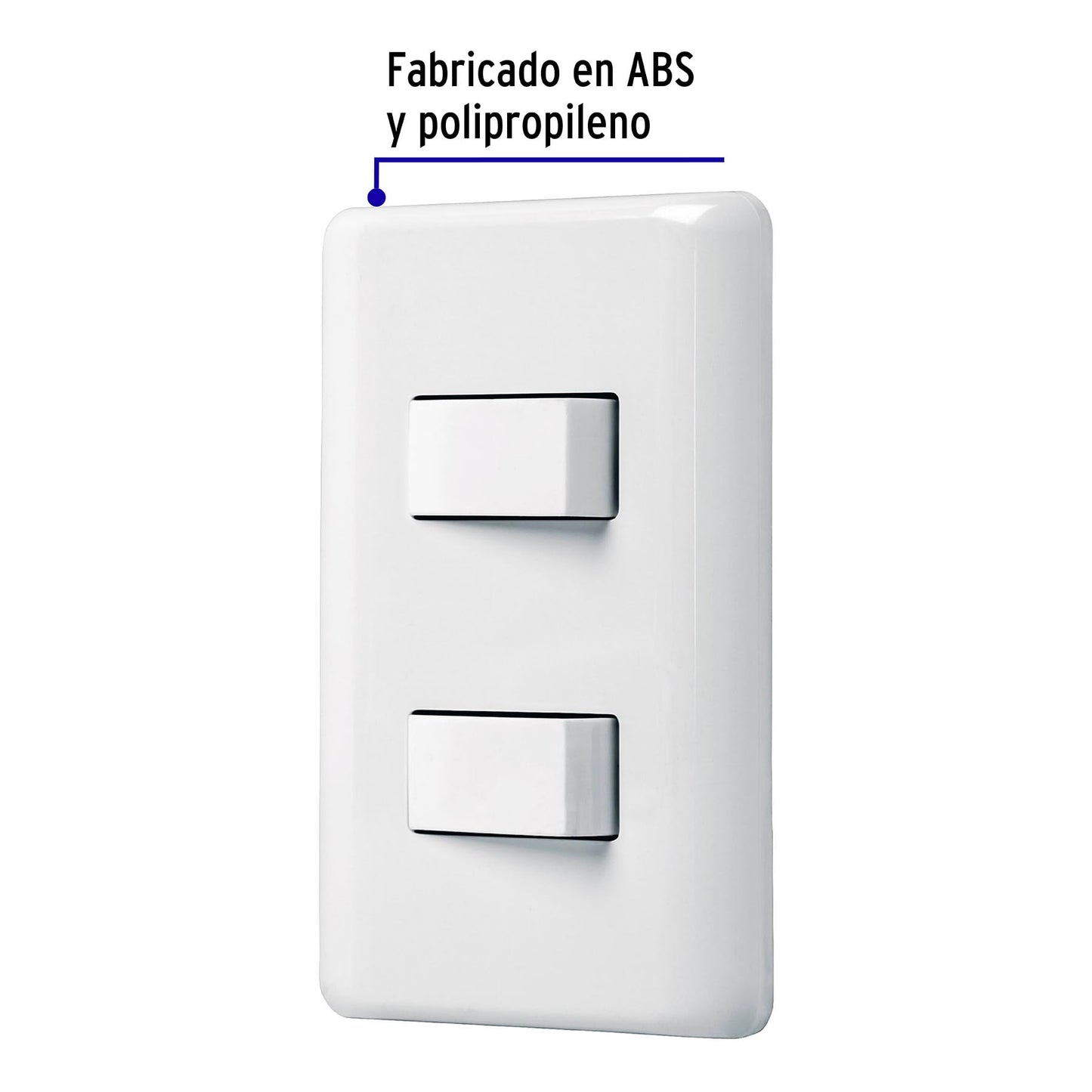 Placa armada con 2 interruptores sencillos, Volteck Basic | PA-APDO-B | 25080