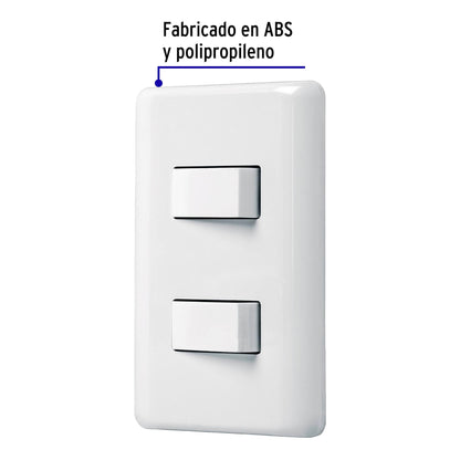 Placa armada con 2 interruptores sencillos, Volteck Basic | PA-APDO-B | 25080