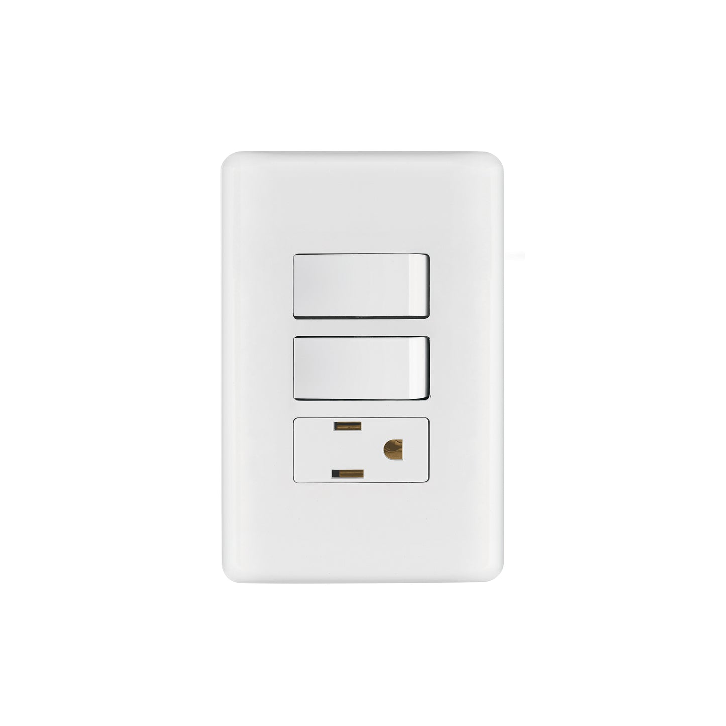 Placa armada con contacto y 2 interruptores sencillos, Basic | PA-APCO-B2 | 25081