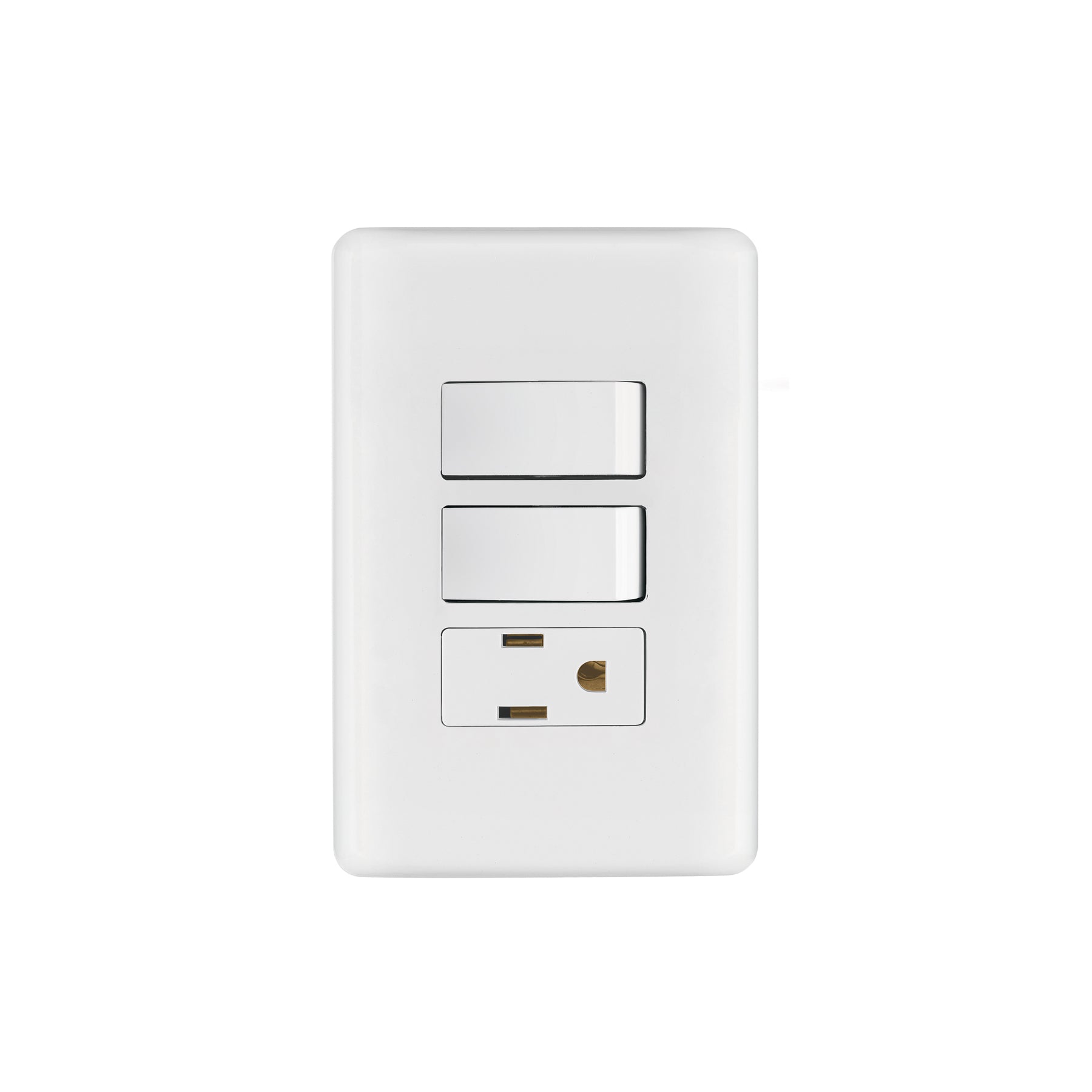 Placa armada con contacto y 2 interruptores sencillos, Basic | PA-APCO-B2 | 25081