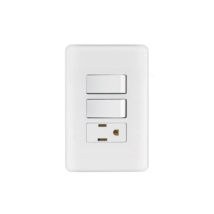 Placa armada con contacto y 2 interruptores sencillos, Basic | PA-APCO-B2 | 25081