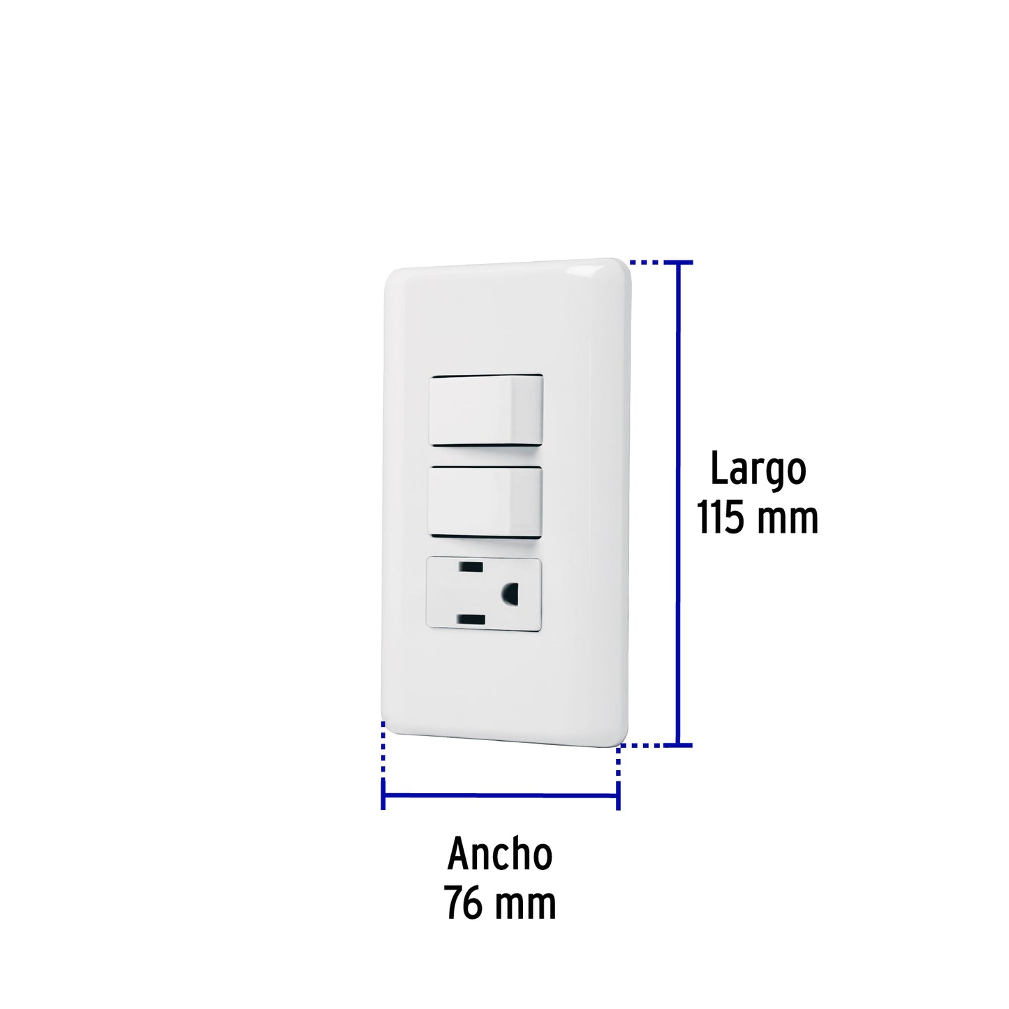 Placa armada con contacto y 2 interruptores sencillos, Basic | PA-APCO-B2 | 25081