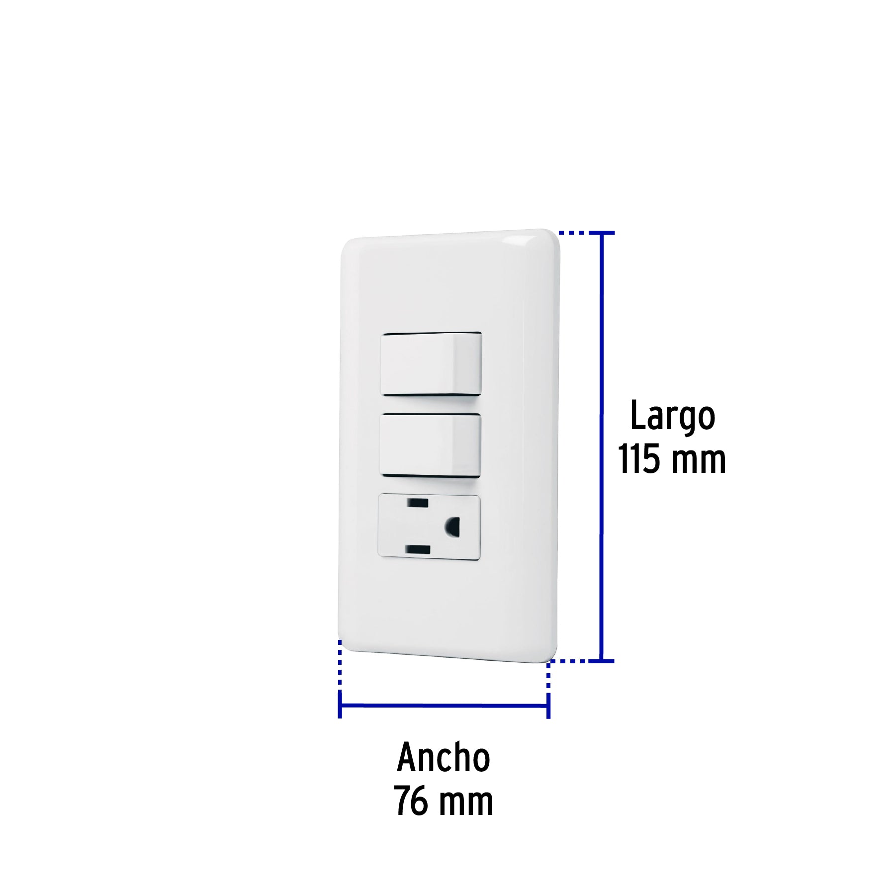 Placa armada con contacto y 2 interruptores sencillos, Basic | PA-APCO-B2 | 25081