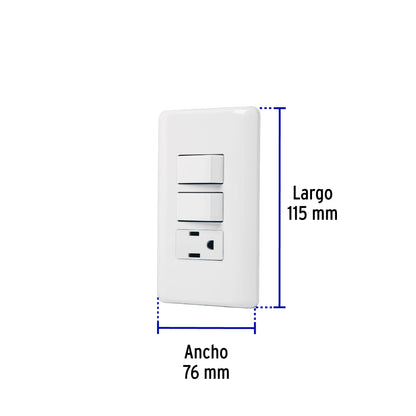 Placa armada con contacto y 2 interruptores sencillos, Basic | PA-APCO-B2 | 25081