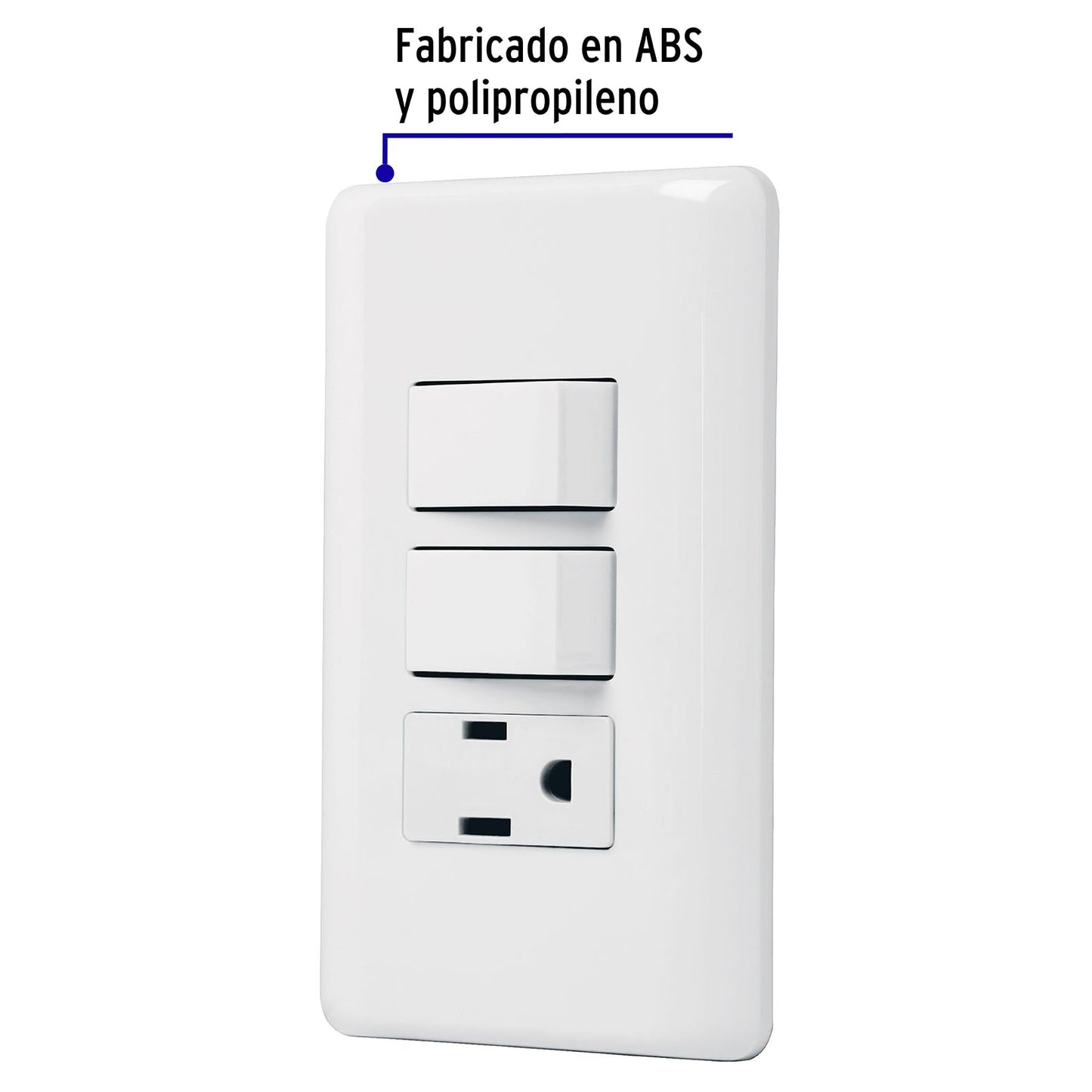Placa armada con contacto y 2 interruptores sencillos, Basic | PA-APCO-B2 | 25081