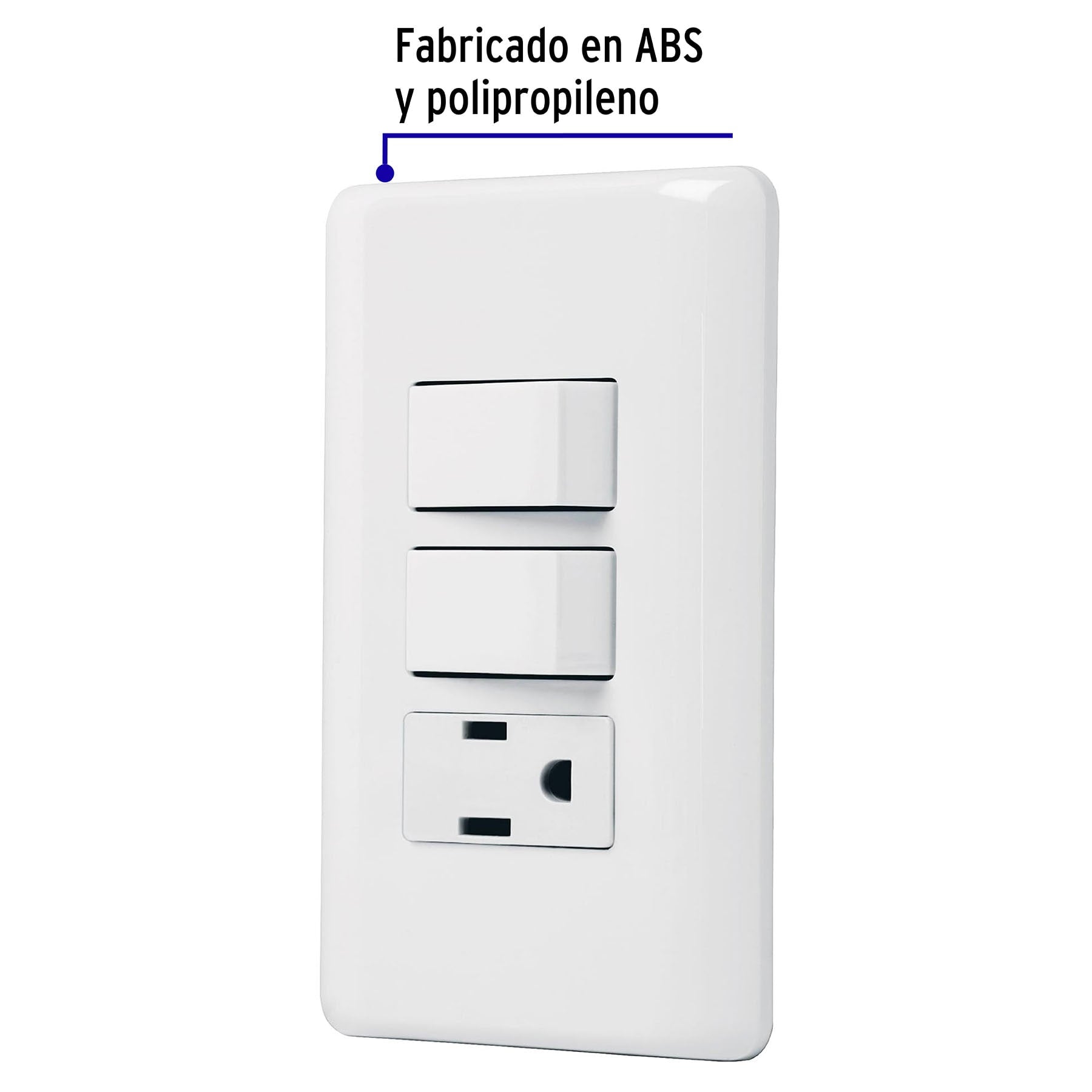 Placa armada con contacto y 2 interruptores sencillos, Basic | PA-APCO-B2 | 25081