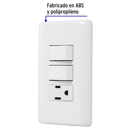 Placa armada con contacto y 2 interruptores sencillos, Basic | PA-APCO-B2 | 25081
