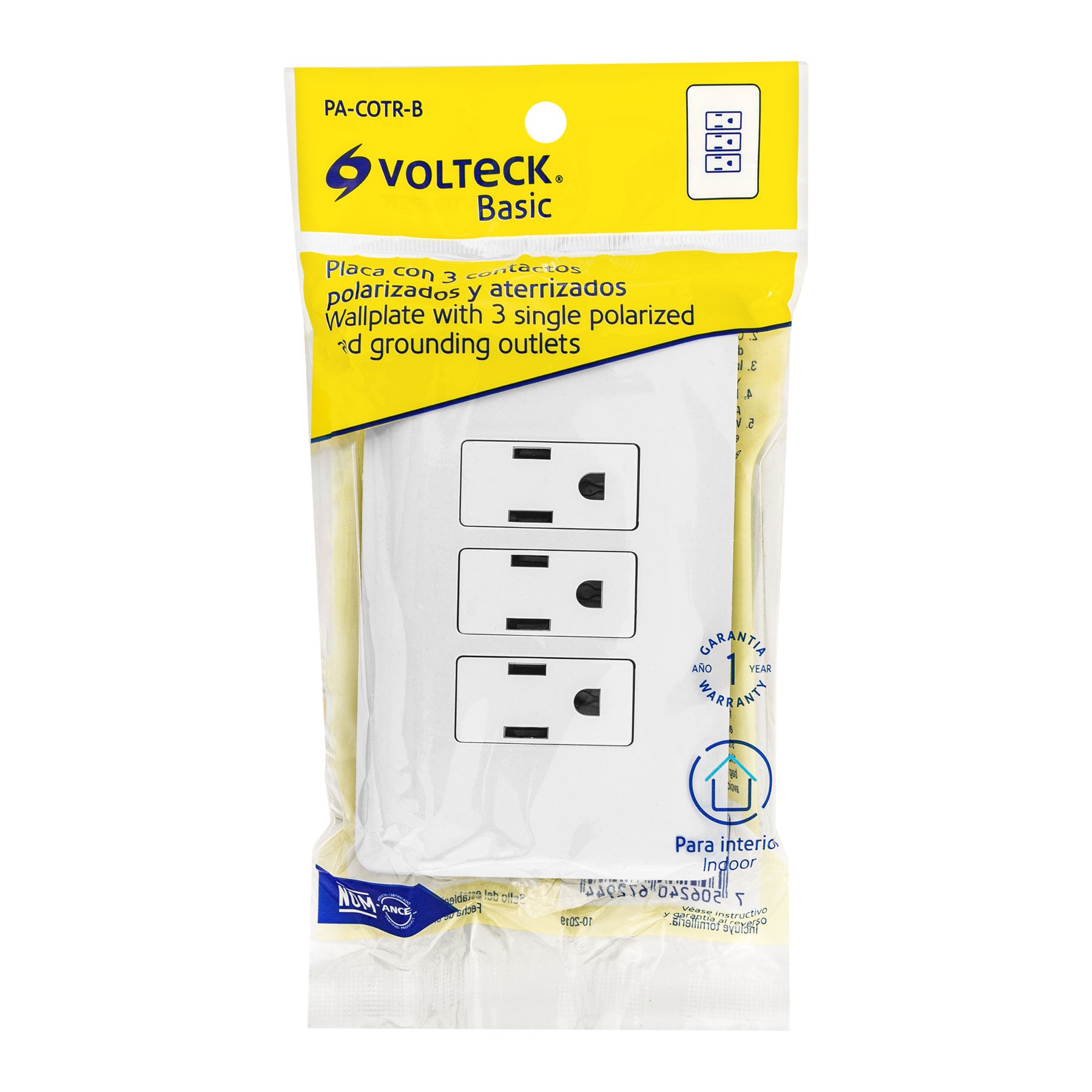 Placa armada con 3 contactos, Volteck Basic | PA-COTR-B | 25082