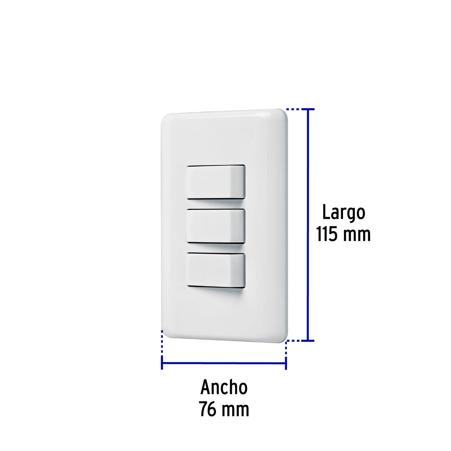 Placa armada con 3 interruptores sencillos, Volteck Basic | PA-APTR-B | 25083