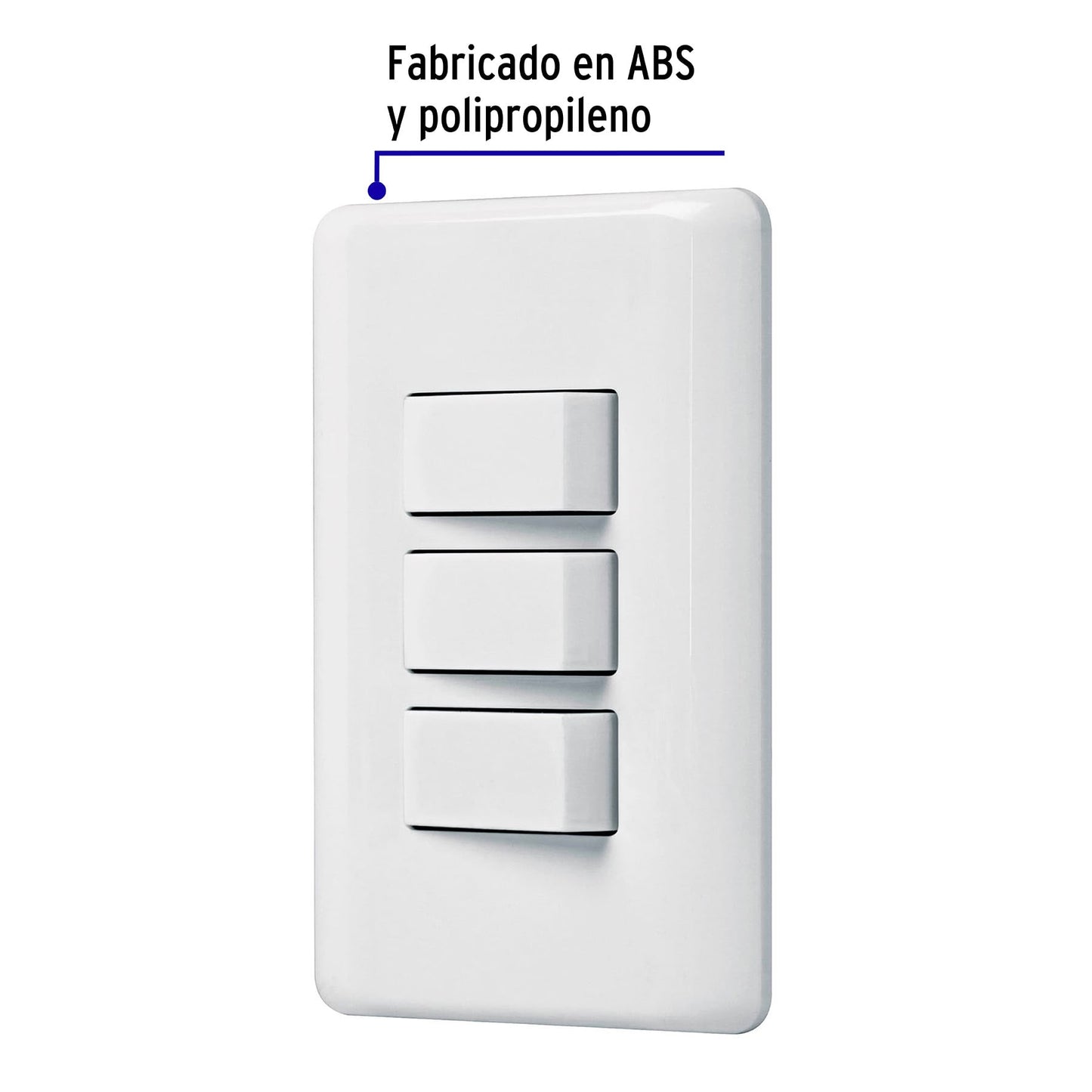 Placa armada con 3 interruptores sencillos, Volteck Basic | PA-APTR-B | 25083