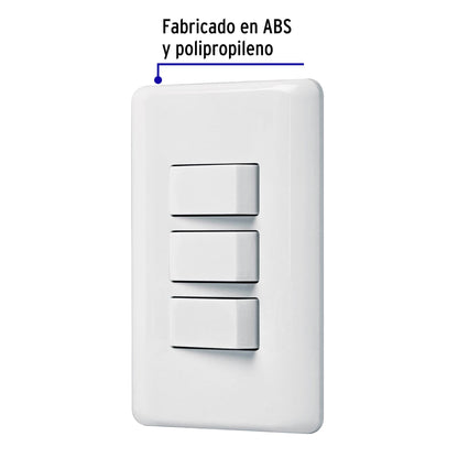 Placa armada con 3 interruptores sencillos, Volteck Basic | PA-APTR-B | 25083