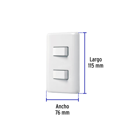 Placa armada 1 interruptor sencillo + 1 de 3 vías, Basic | PA-APDO-EB | 25085