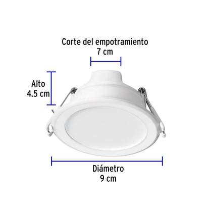 Luminario LED empotrable 5 W 6500 K, redondo, VOLTECK BASIC | EMP-100LB | 25086