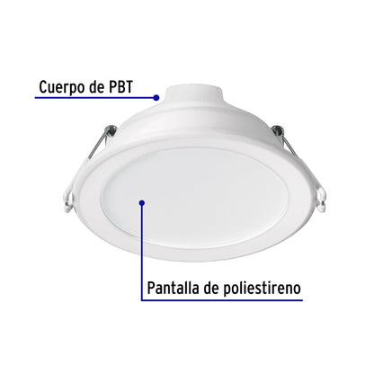 Luminario LED empotrable 7 W 6500 K, redondo, VOLTECK BASIC | EMP-101LB | 25087