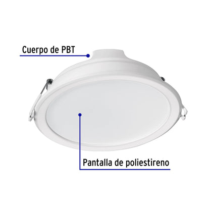 Luminario LED empotrable 12 W 6500 K, redondo, VOLTECK BASIC | EMP-102LB | 25088