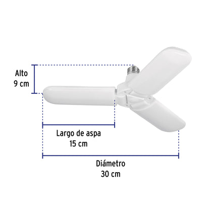 Lámpara LED 24W tipo ventilador, 3 aspas ajustables, VOLTECK | LED-250V | 26123