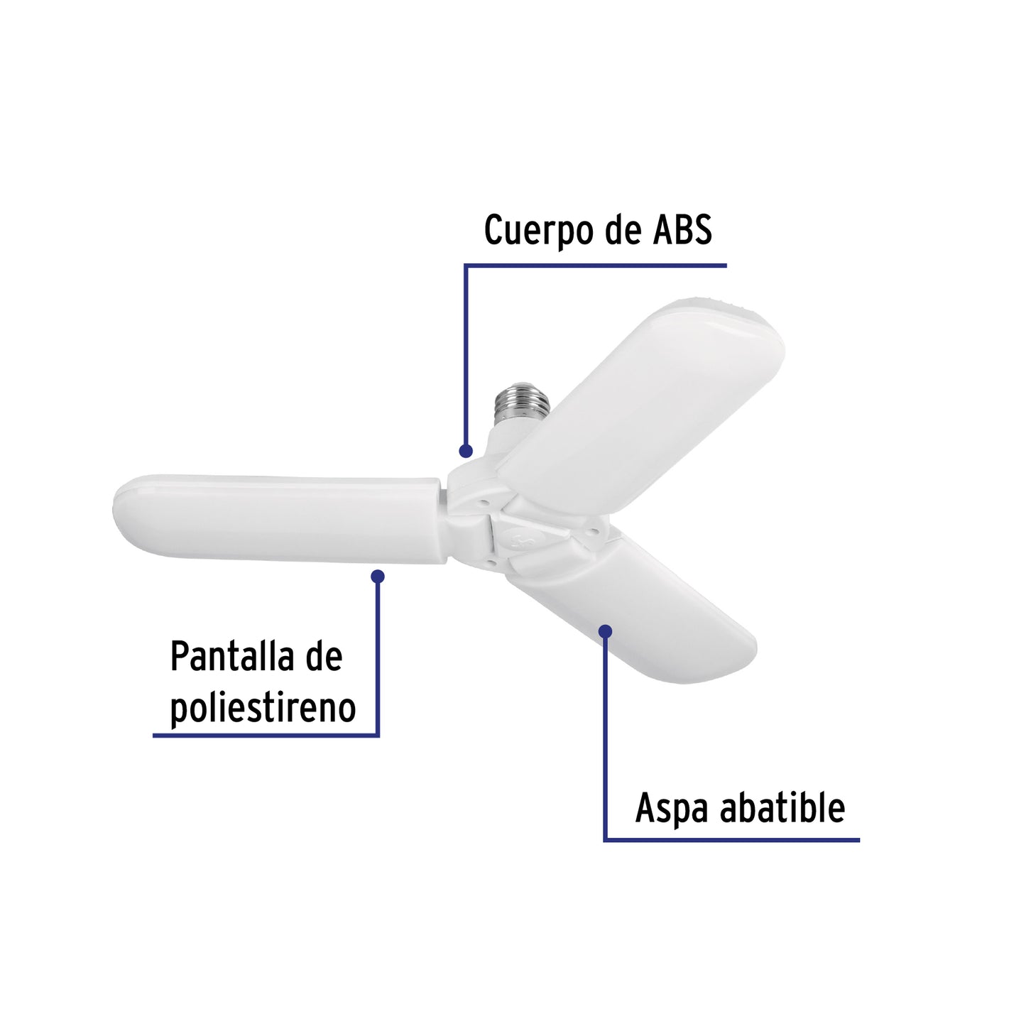 Lámpara LED 24W tipo ventilador, 3 aspas ajustables, VOLTECK | LED-250V | 26123