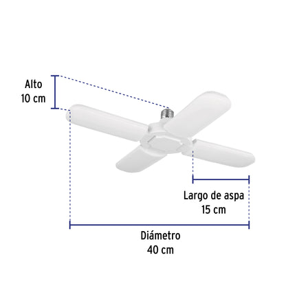 Lámpara LED 32W tipo ventilador, 4 aspas ajustables, VOLTECK | LED-350V | 26124