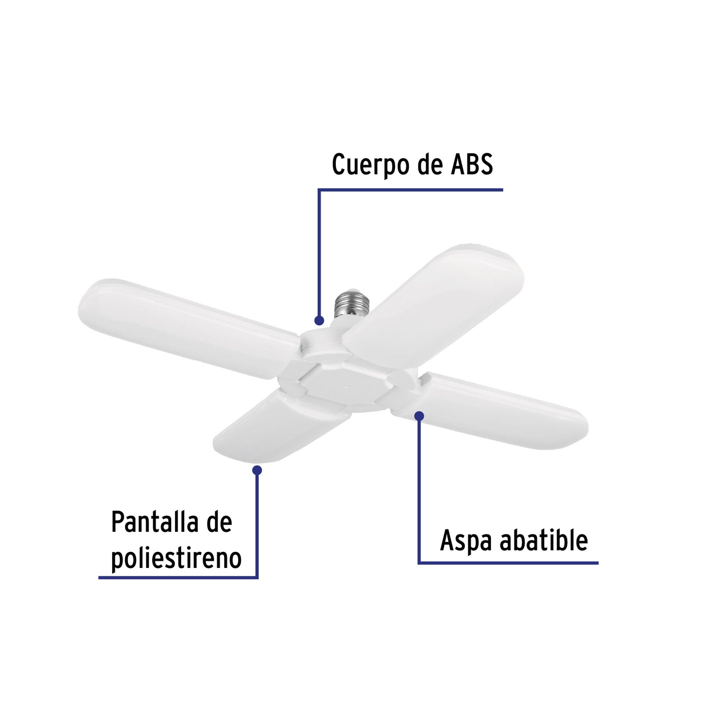 Lámpara LED 32W tipo ventilador, 4 aspas ajustables, VOLTECK | LED-350V | 26124