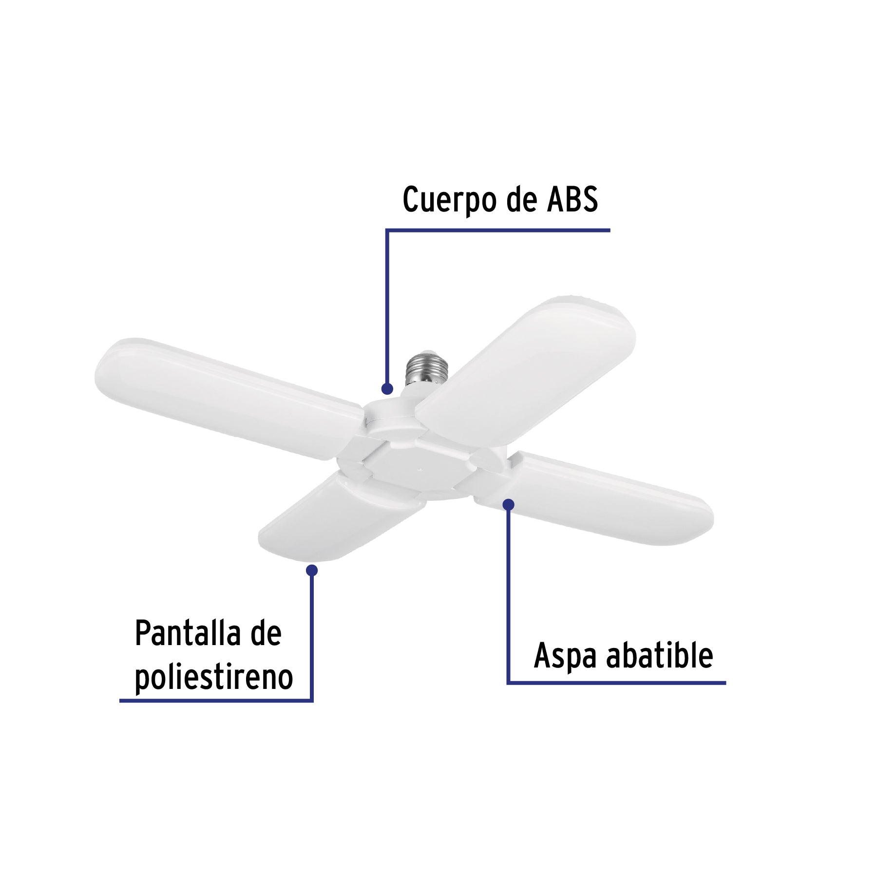 Lámpara LED 32W tipo ventilador, 4 aspas ajustables, VOLTECK | LED-350V | 26124