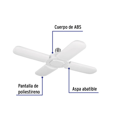 Lámpara LED 32W tipo ventilador, 4 aspas ajustables, VOLTECK | LED-350V | 26124