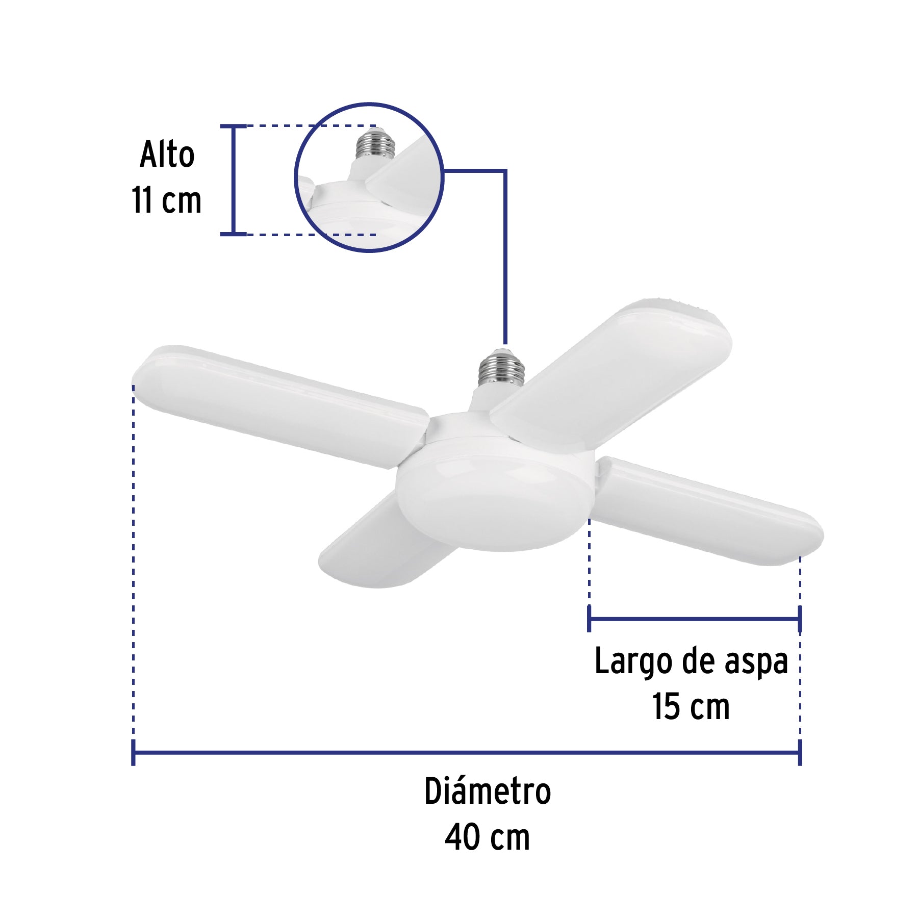Lámpara LED 40W tipo ventilador, 4 aspas ajustables, VOLTECK | LED-450V | 26125