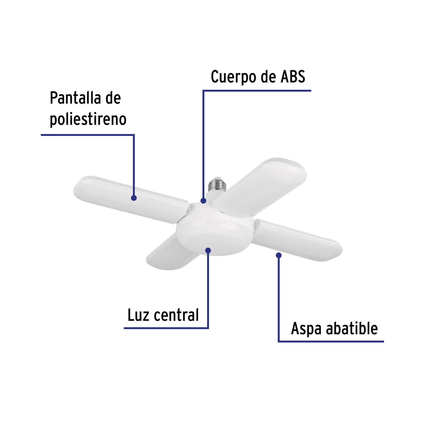 Lámpara LED 40W tipo ventilador, 4 aspas ajustables, VOLTECK | LED-450V | 26125