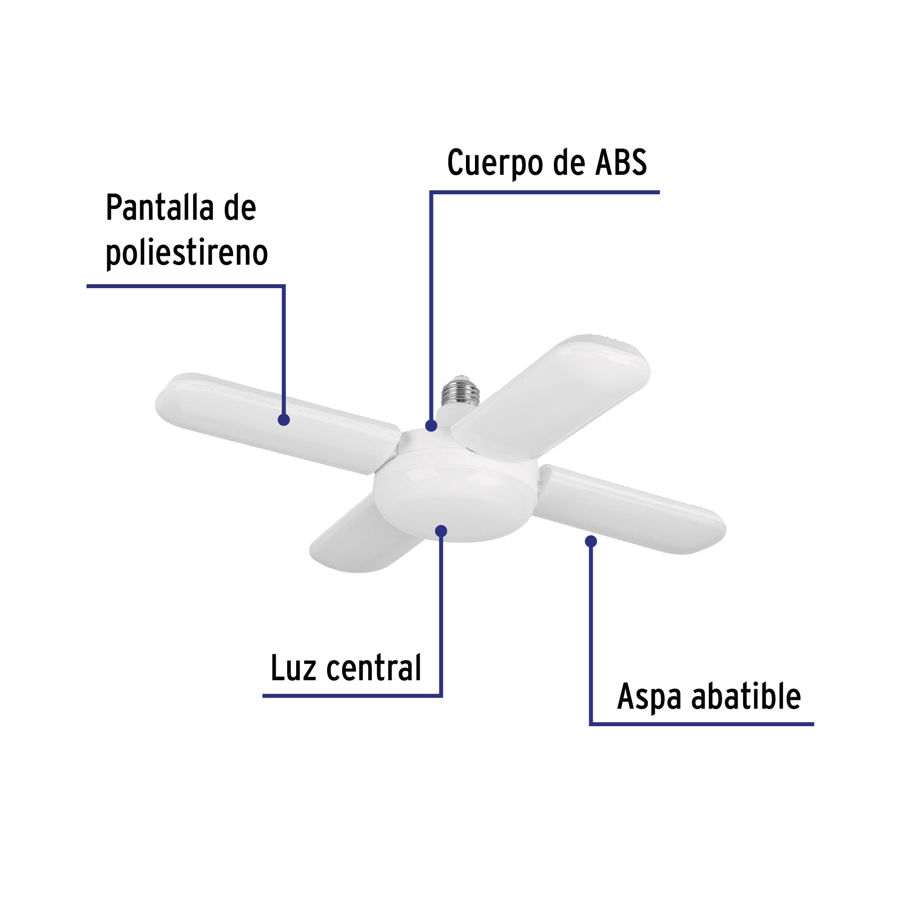 Lámpara LED 40W tipo ventilador, 4 aspas ajustables, VOLTECK | LED-450V | 26125