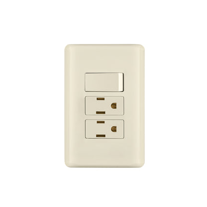 Placa armada interruptor y 2 contactos, marfil, Basic | PA-APCO-B3I | 26633