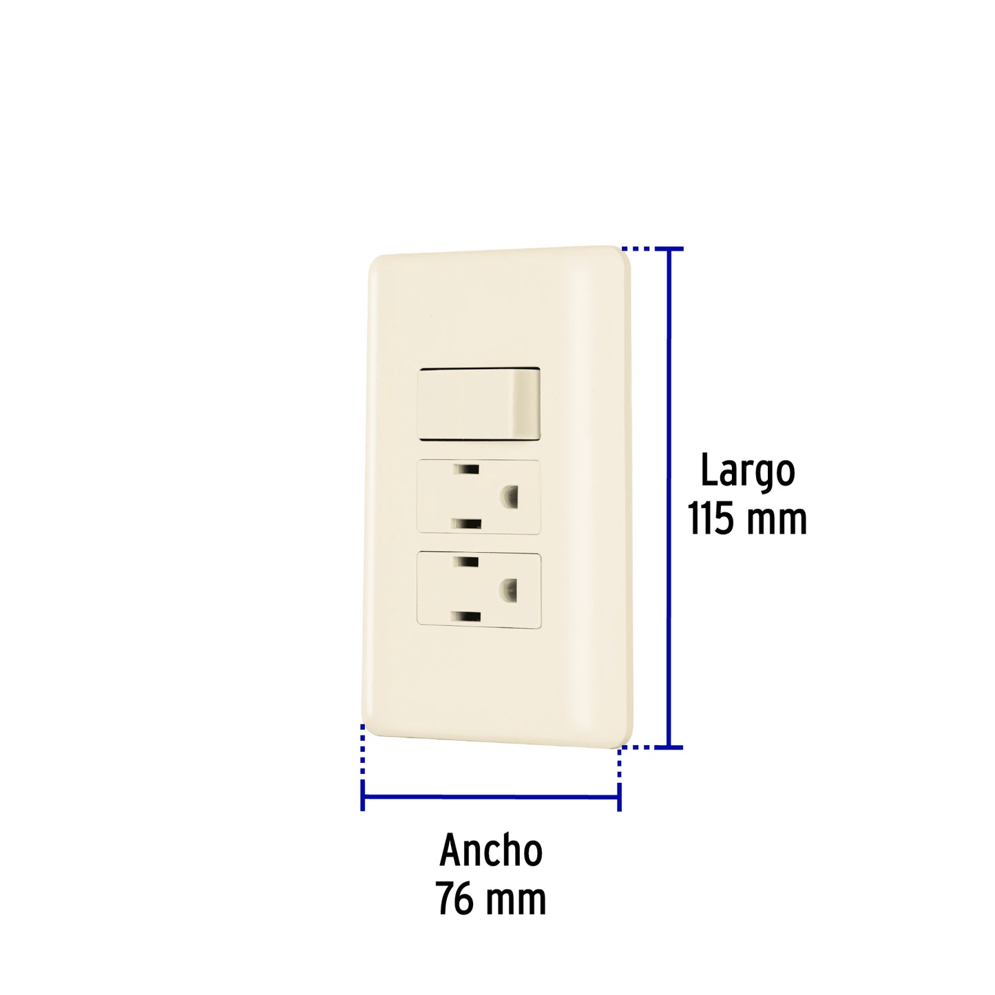 Placa armada interruptor y 2 contactos, marfil, Basic | PA-APCO-B3I | 26633