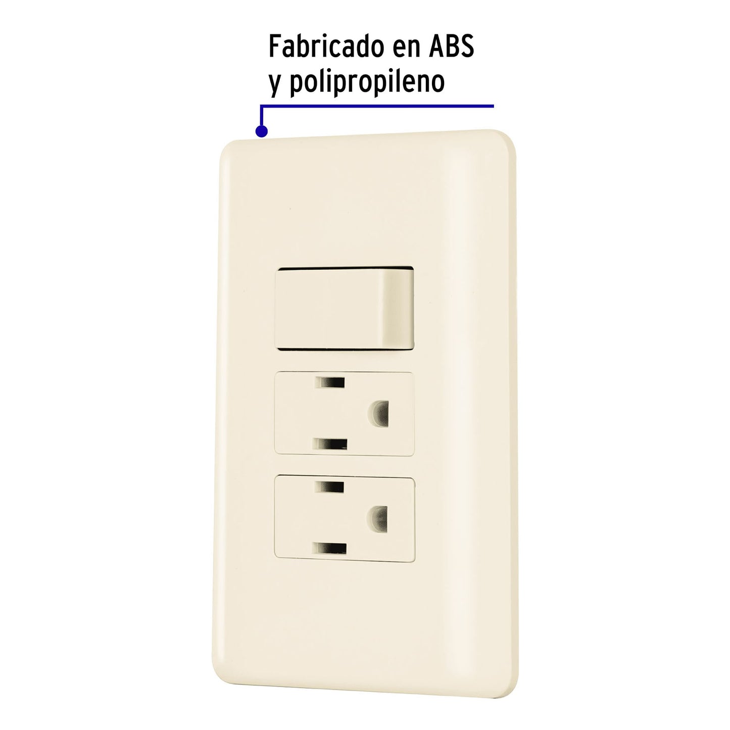 Placa armada interruptor y 2 contactos, marfil, Basic | PA-APCO-B3I | 26633