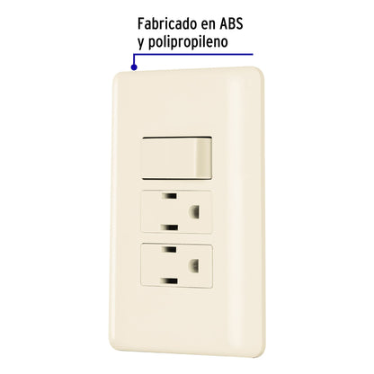 Placa armada interruptor y 2 contactos, marfil, Basic | PA-APCO-B3I | 26633