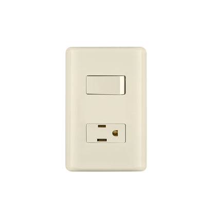 Placa armada interruptor y contacto, marfil, Volteck | PA-APCO-BI | 26634