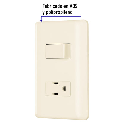 Placa armada interruptor y contacto, marfil, Volteck | PA-APCO-BI | 26634