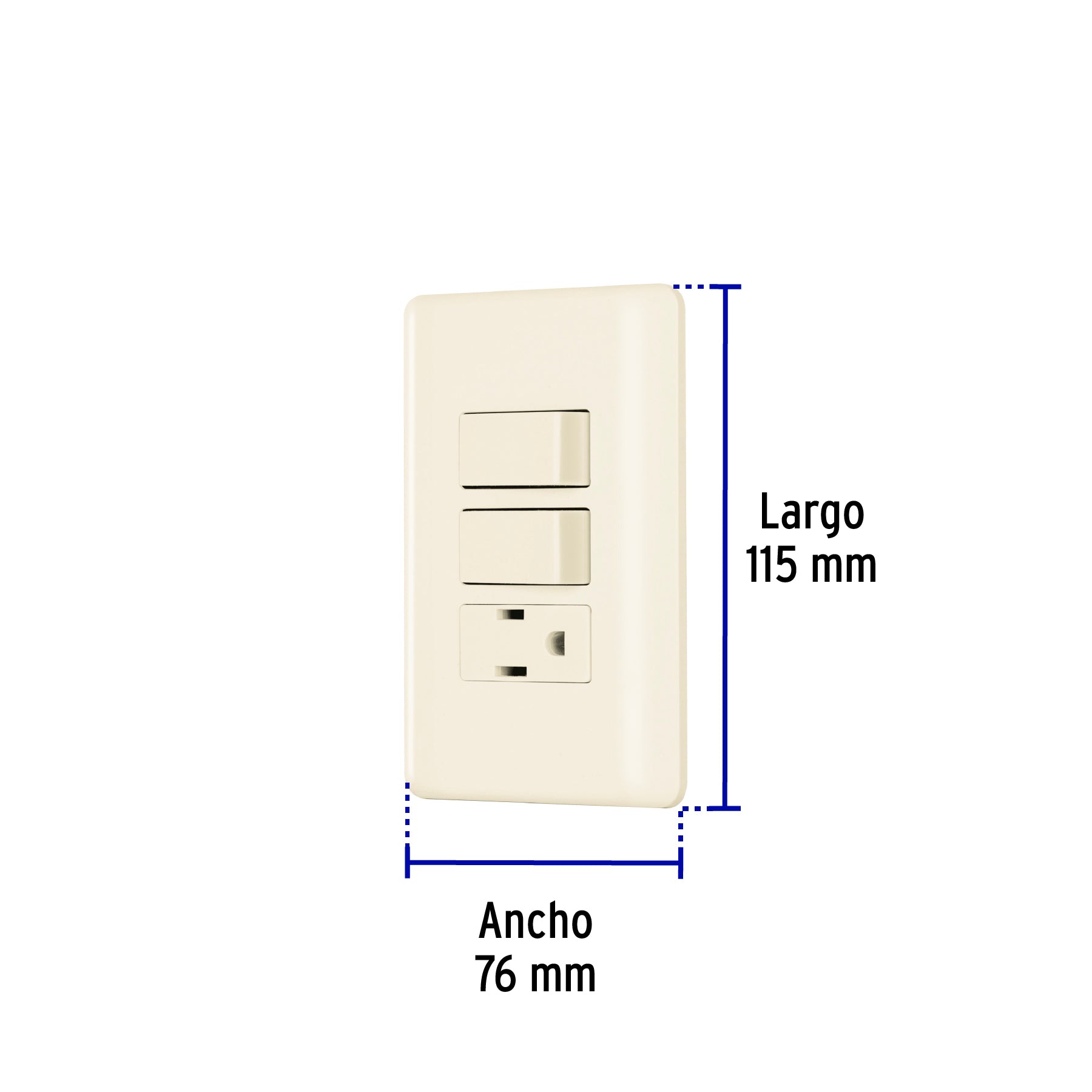 Placa armada 2 interruptores y contacto, marfil, Basic | PA-APCO-B2I | 26635