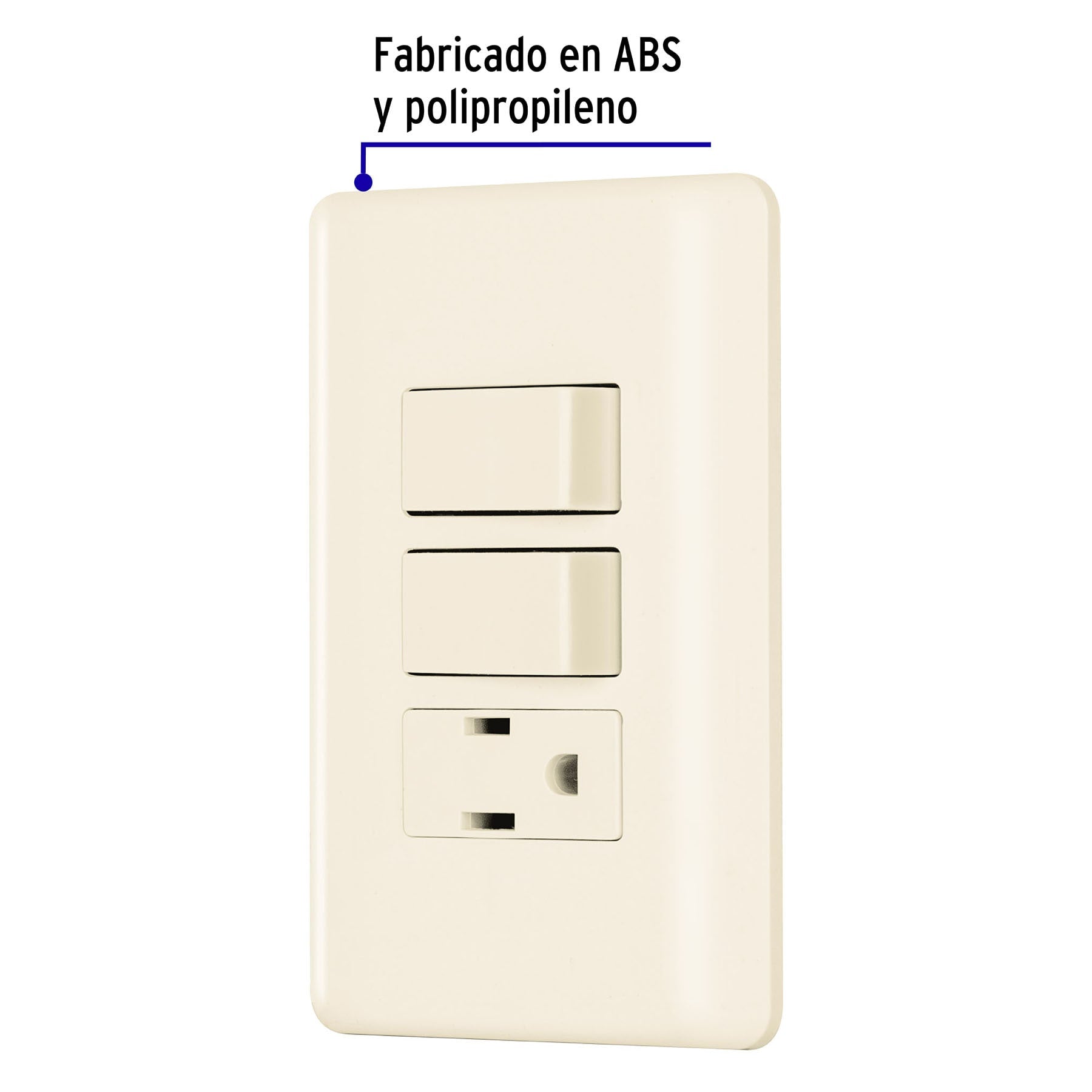 Placa armada 2 interruptores y contacto, marfil, Basic | PA-APCO-B2I | 26635