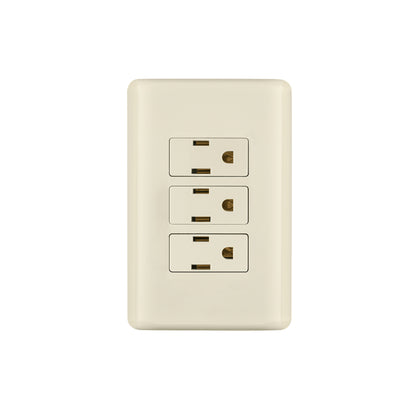 Placa armada 3 contactos aterrizados, marfil, Volteck | PA-COTR-BI | 26636